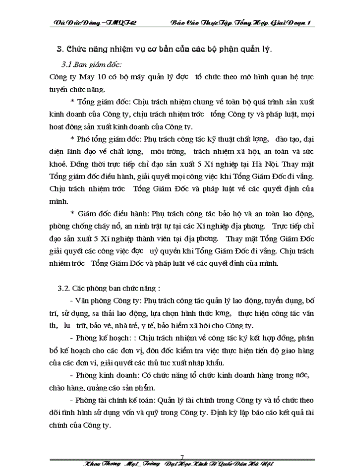 Báo cáo Tại tại Công ty May 10