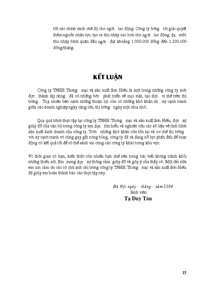 image for page Báo cáo Tại Công ty Trách nhiệm Hữu hạn Thương mại và sản xuất Sơn Hiếu