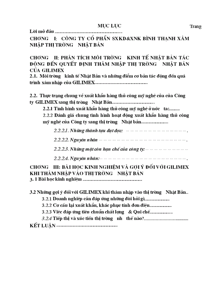 Báo cáo Tại Công ty cổ phần Sản xuất Kinh doanhvàXuất nhập khẩu Bình Thạnh GILIMEX