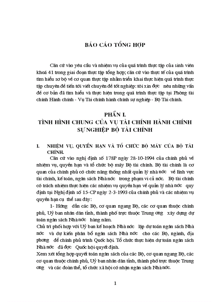 image for page Báo cáo Tại tại Phòng tài chính Hành chính - Vụ Tài chính HCSN - Bộ Tài chính