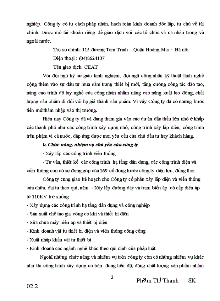 image for page Báo cáo Tại tại Công ty cổ phần Xây lắp Điện và Viễn thông