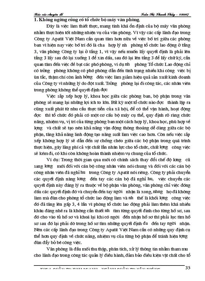 image for page Thực trạng công tác văn phòng tại Công ty Apatít Việt Nam