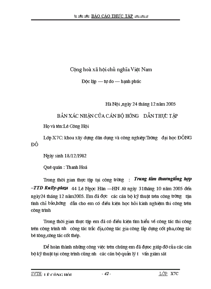 image for page Báo cáo thưc tập tại Công ty cổ phần đầu tư và Xây dựng Thành Nam