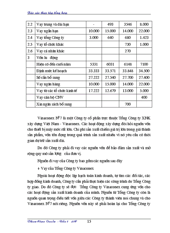image for page Báo cáo Tại Công ty cổ phần Xây dựng số7 - ViNacoNEx No 7