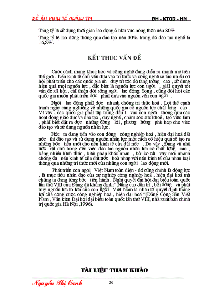 image for page Thực trạng đào tạo và sử dụng nguồn nhân lực ở nước ta trong quá trình Công nghiệp hóa - Hiện đại hóa