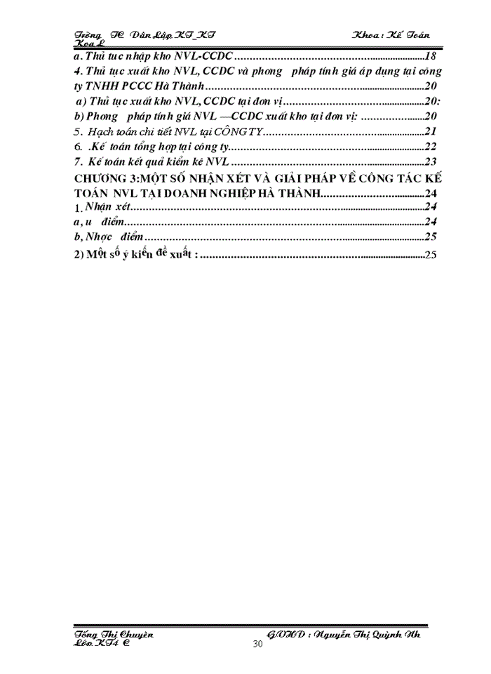 image for page Tổ chức công tác Kế toán Nguyên vật liệu Công cụ dụng cụ tại Công ty Trách nhiệm Hữu hạn Phòng cháy chữa cháy Hà Thành