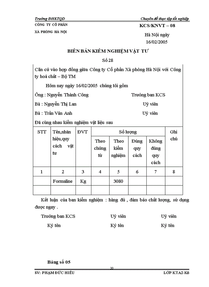 image for page Hoàn thiện công tác Kế toán Nguyên vật liệu và Công cụ dụng cụ với việc phân tích tình hình quản lý sử dụng Nguyên vật liệu Công cụ dụng cụ tại Công ty Cổ phần Xà phòng Hà Nội