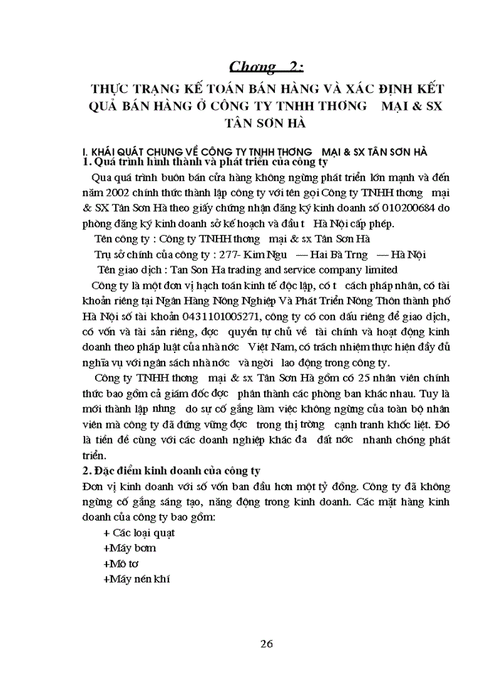 image for page Kế toán bán hàng và xác định kết quả bán hàng tại Công ty Trách nhiệm Hữu hạn Thương mại và Sản xuất Tân Sơn Hà