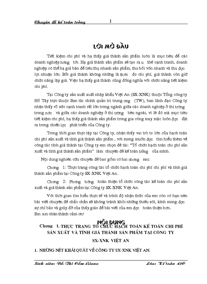 image for page Tổ chức hạch toán Chi phí sản xuất và tính Giá thành sản phẩm