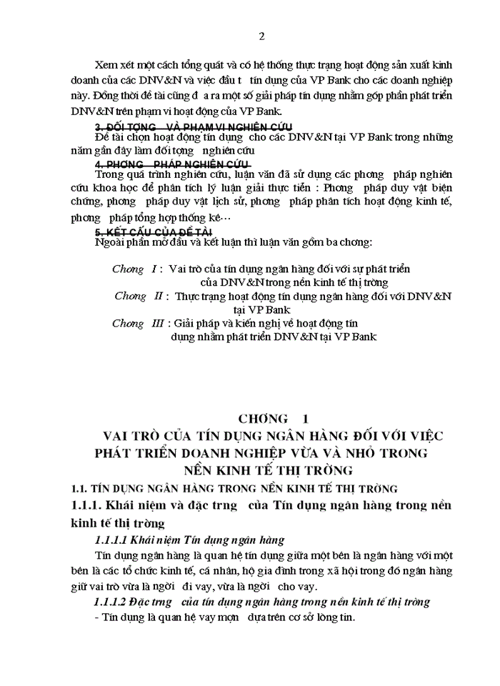 Giải pháp tín dụng ngân hàng nhằm phát triển Doanh nghiệp VvàN tại VP Bank