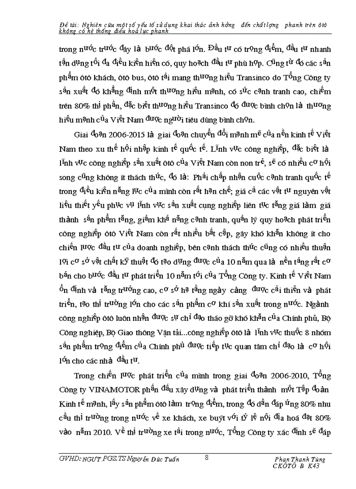 image for page Nghiên cứu Một số yếu tố sử dụng khai thác ảnh hưởng đến chất lượng phanh trên Ô tô không có hệ thống điều hoà lực phanh