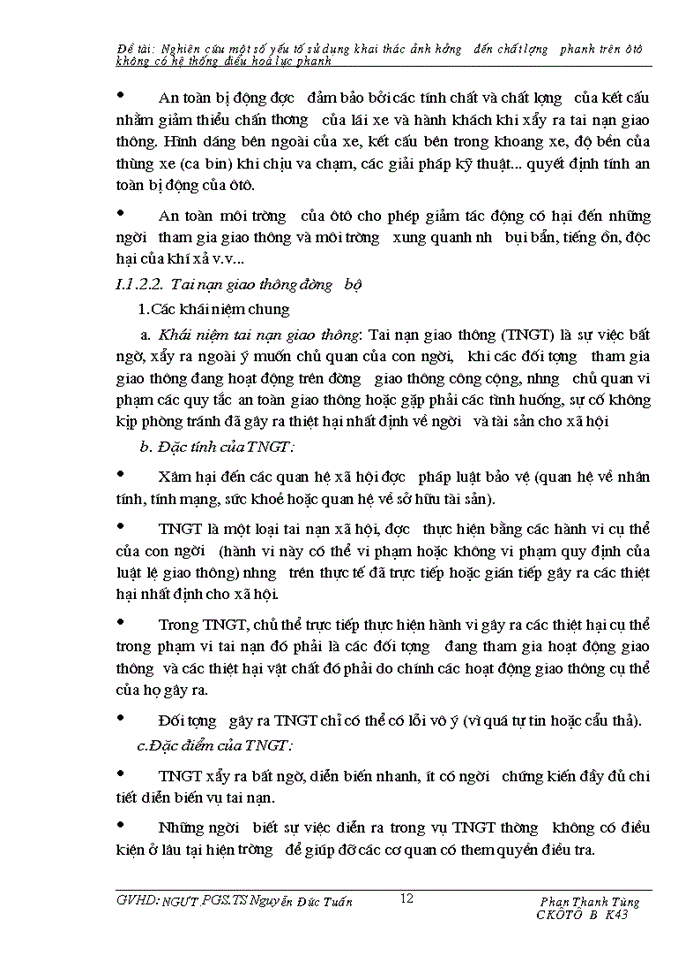 image for page Nghiên cứu Một số yếu tố sử dụng khai thác ảnh hưởng đến chất lượng phanh trên Ô tô không có hệ thống điều hoà lực phanh