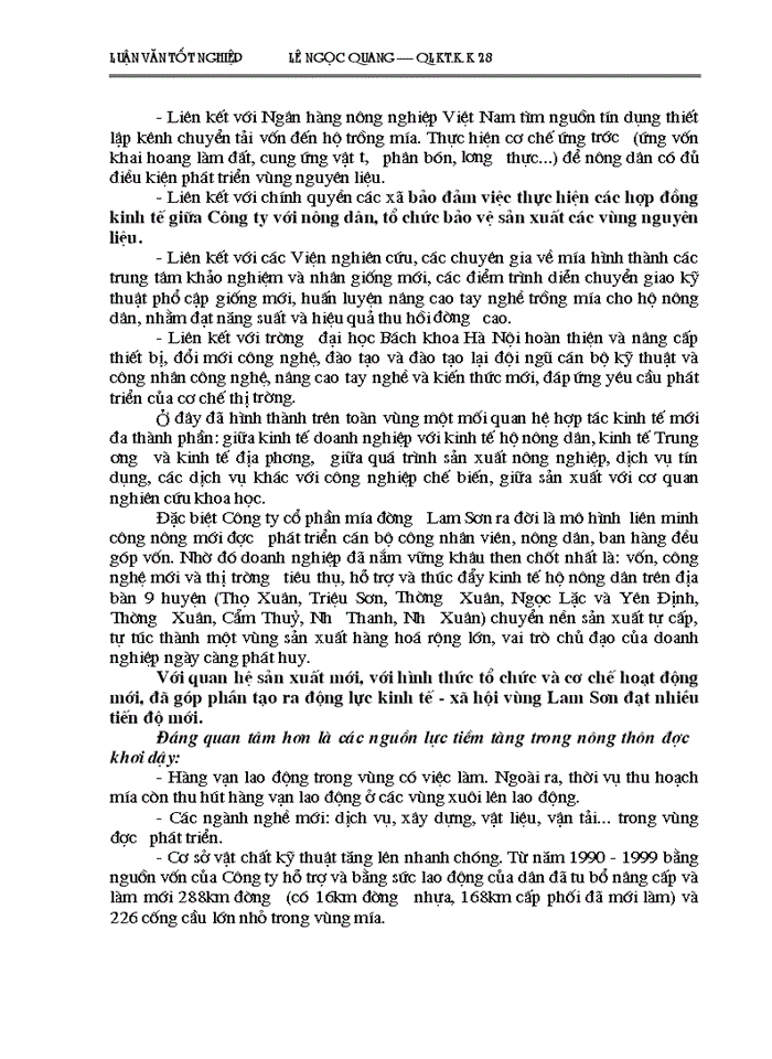 image for page Một số Giải pháp cơ bản về phát triển vùng Nguyên liệu Công ty Cổ phần mía đường Lam Sơn