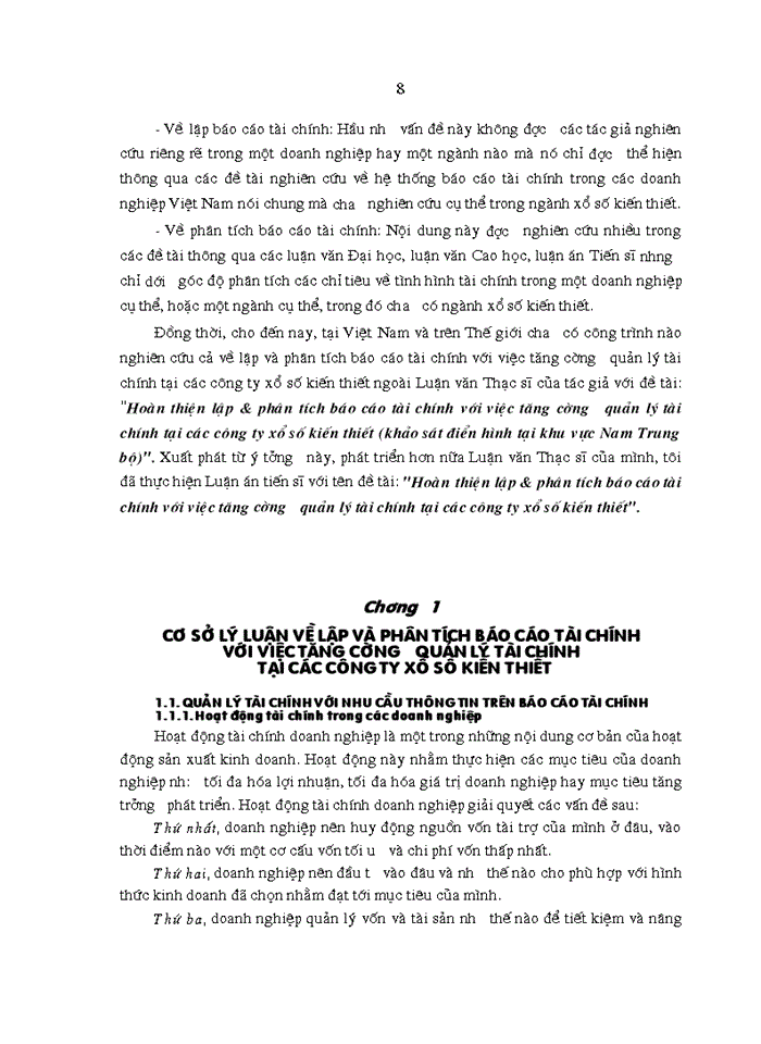 image for page Hoàn thiện lập và phân tích Báo cáo tài chínhvới việc tăng cường quản lý tài chính tại các Công ty xổ số kiến thiết