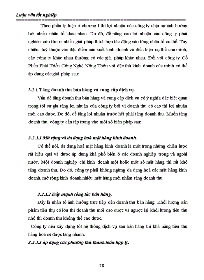 image for page Lợi nhuận và các Giải pháp góp phần tăng lợi nhuận tại Công ty cổ phần phát triển công nghệ nông thôn