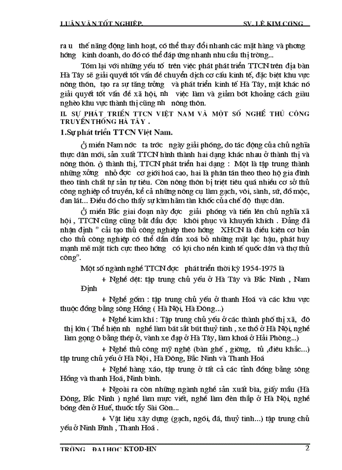 image for page Phương hướng phát triển tiểu thủ Công nghiệp TTCN Tỉnh Hà Tây trong giai đoạn 2001-2005