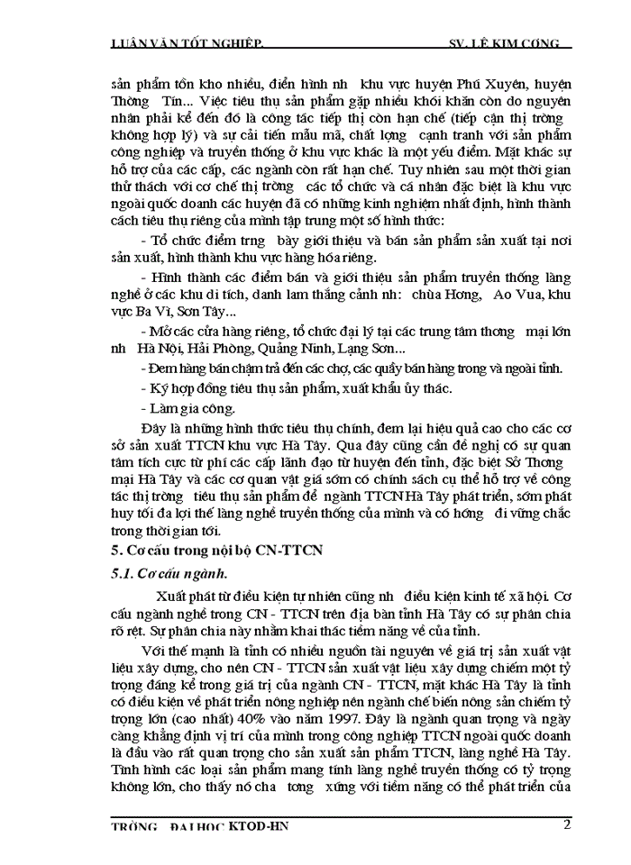 image for page Phương hướng phát triển tiểu thủ Công nghiệp TTCN Tỉnh Hà Tây trong giai đoạn 2001-2005