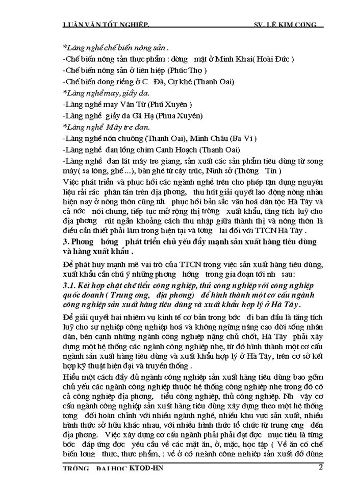 image for page Phương hướng phát triển tiểu thủ Công nghiệp TTCN Tỉnh Hà Tây trong giai đoạn 2001-2005