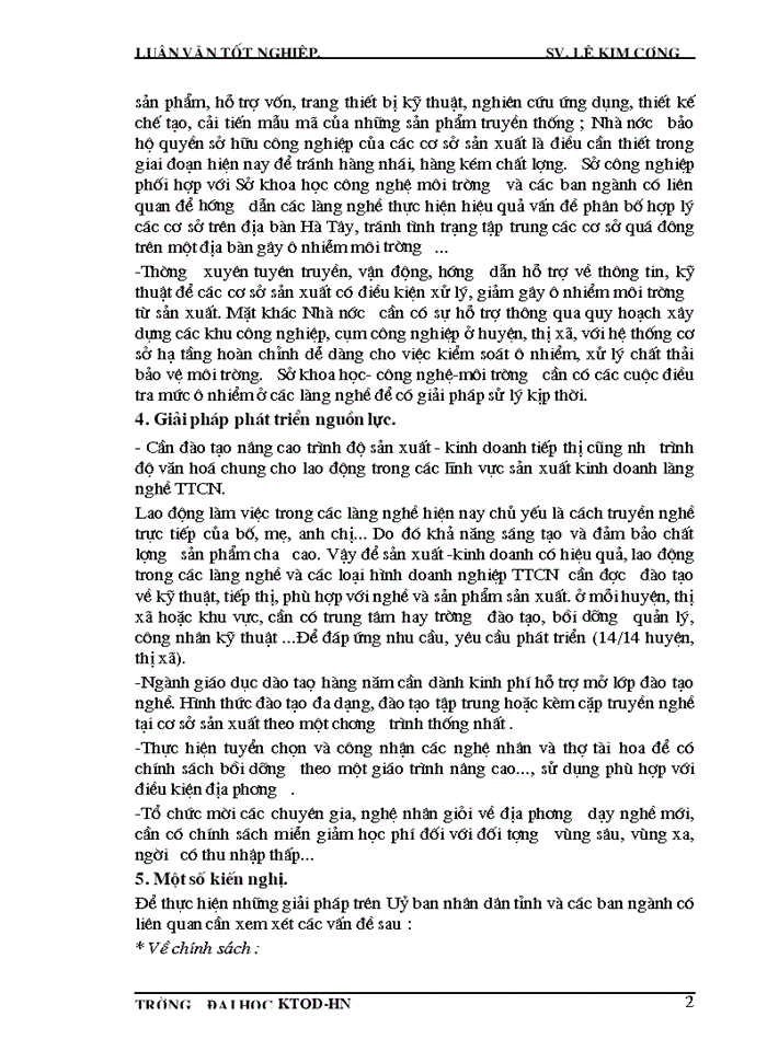 image for page Phương hướng phát triển tiểu thủ Công nghiệp TTCN Tỉnh Hà Tây trong giai đoạn 2001-2005