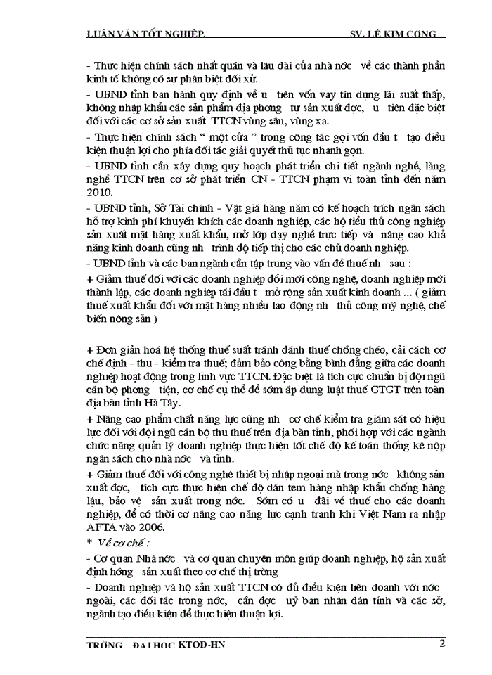 image for page Phương hướng phát triển tiểu thủ Công nghiệp TTCN Tỉnh Hà Tây trong giai đoạn 2001-2005