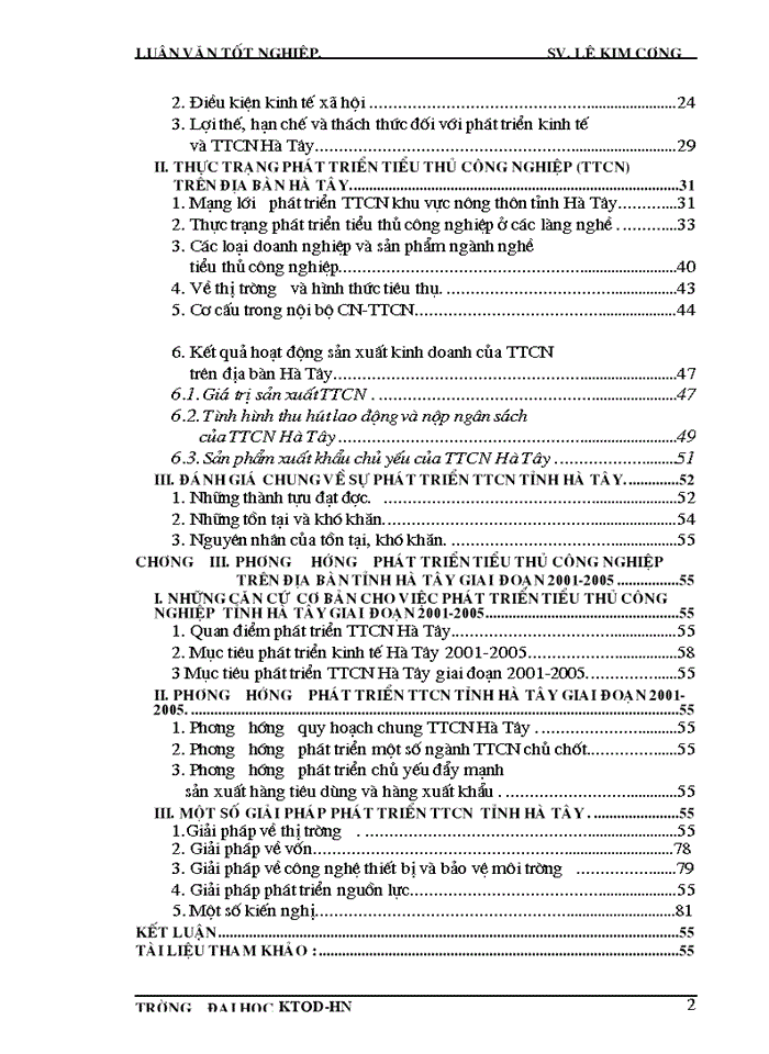 image for page Phương hướng phát triển tiểu thủ Công nghiệp TTCN Tỉnh Hà Tây trong giai đoạn 2001-2005