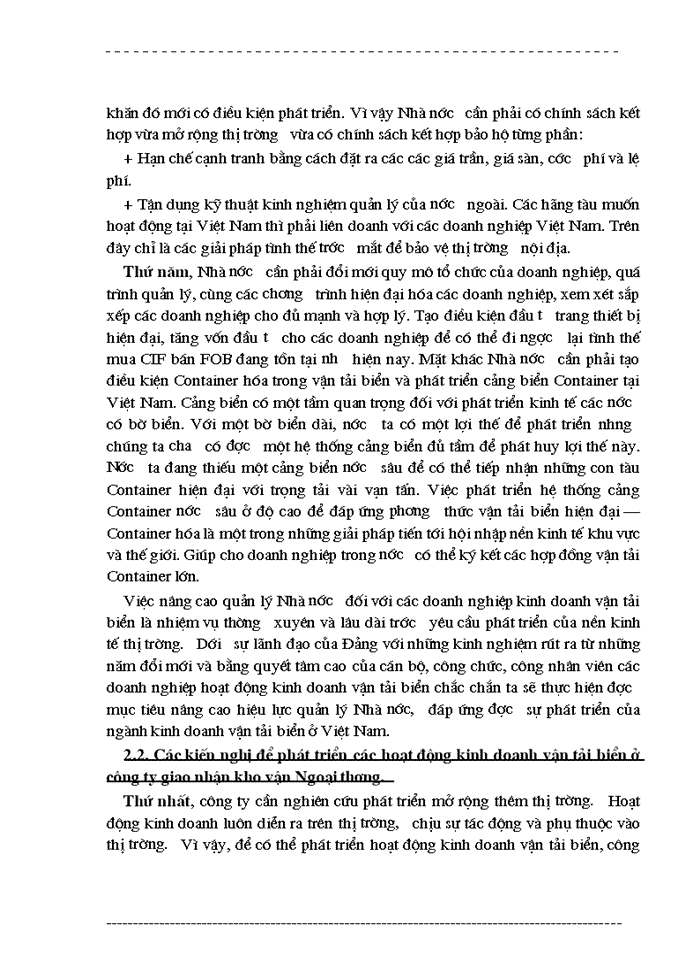 image for page Thực tế việc ký kết các hợp đồng vận chuyển Hàng hóa bằng đường biển tại Công ty giao nhận kho vận ngoại thương vietrans