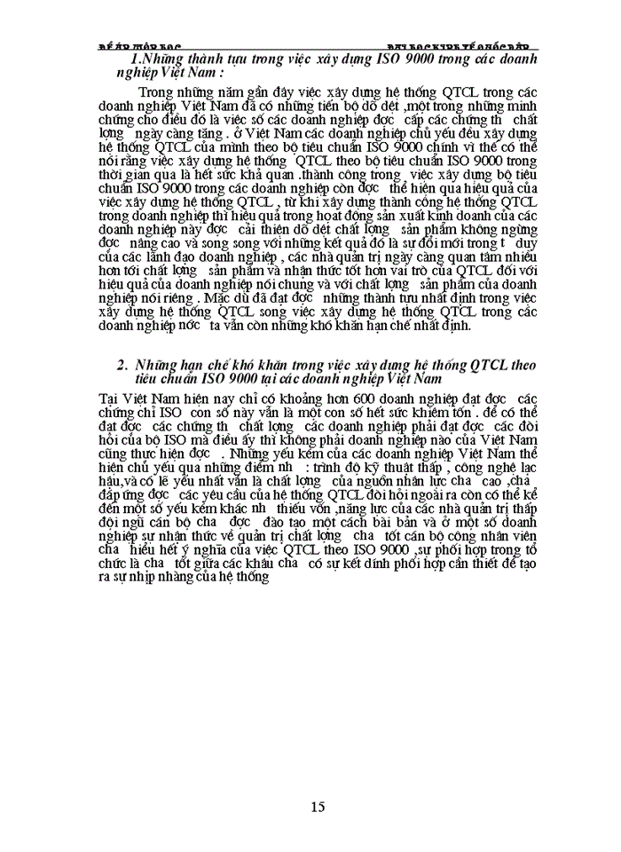image for page Hệ thống quản trị chất lượngtheo bộ tiêu chuẩn ISO-9000 và việc áp dụng nó vào các doanh nghiệp Việt Nam