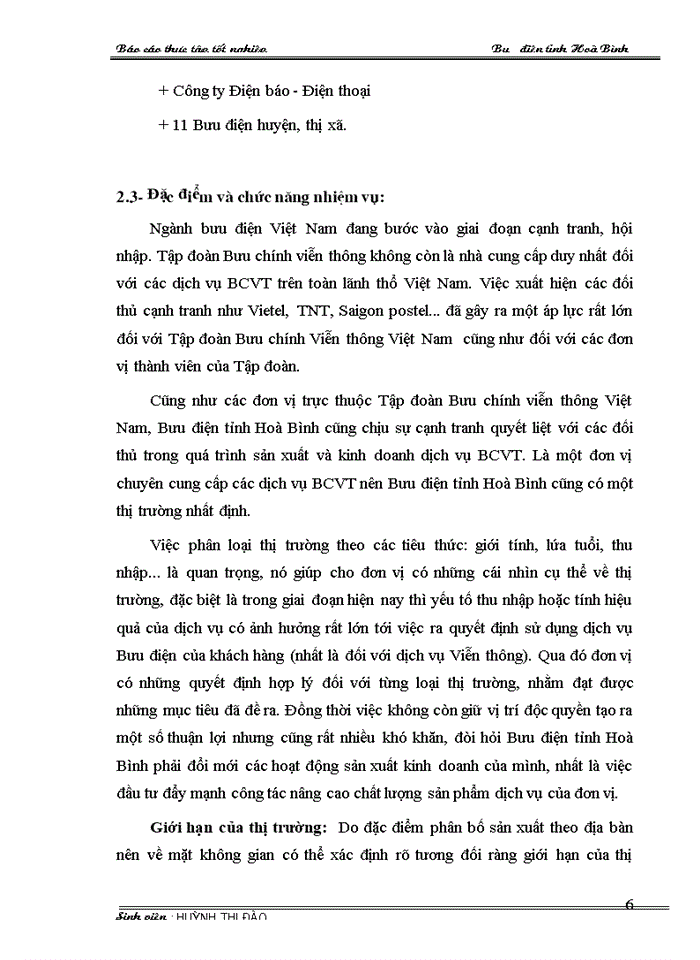 image for page Báo cáo thực tập tốt nghiệp tại Tổng hợp về Bưu Điện tỉnh Hoà Bình