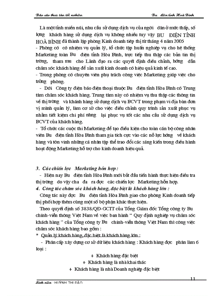 image for page Báo cáo thực tập tốt nghiệp tại Tổng hợp về Bưu Điện tỉnh Hoà Bình