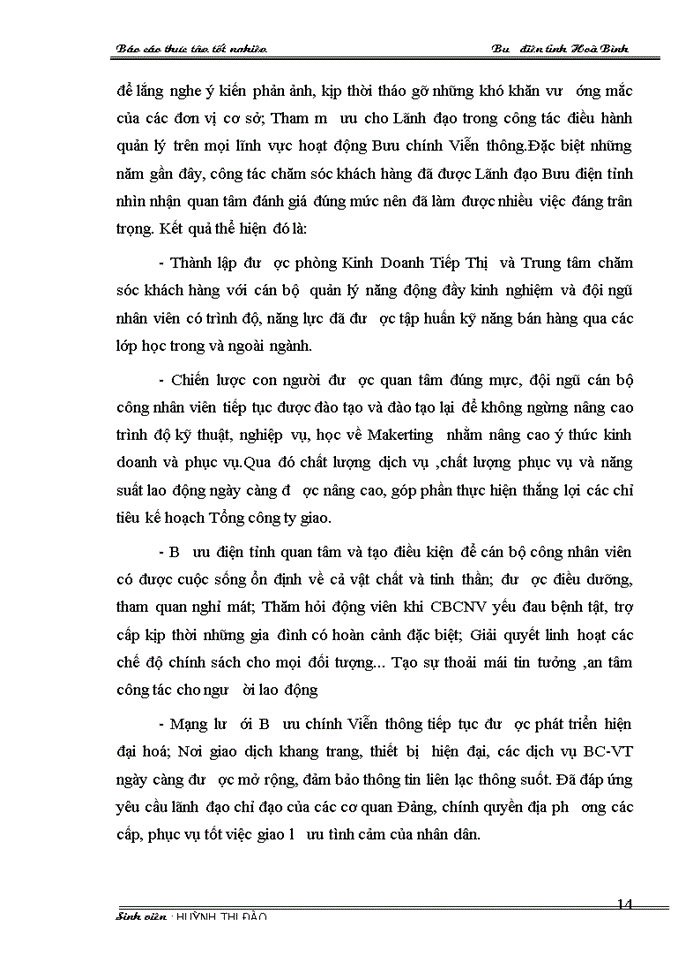 image for page Báo cáo thực tập tốt nghiệp tại Tổng hợp về Bưu Điện tỉnh Hoà Bình