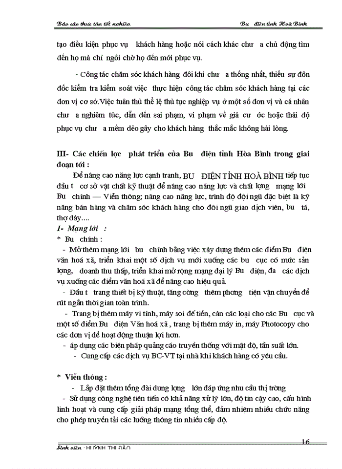 image for page Báo cáo thực tập tốt nghiệp tại Tổng hợp về Bưu Điện tỉnh Hoà Bình