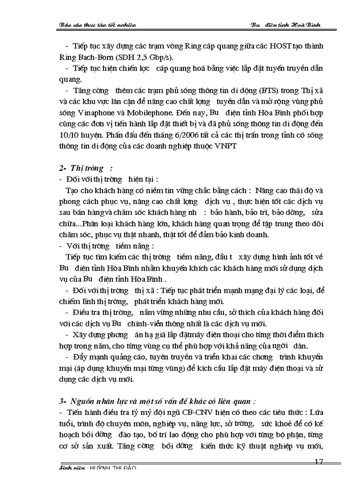 image for page Báo cáo thực tập tốt nghiệp tại Tổng hợp về Bưu Điện tỉnh Hoà Bình