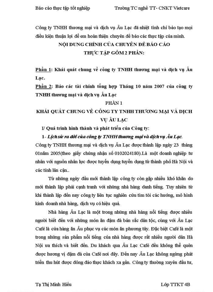 image for page Báo cáo thực tập tốt nghiệp tại Công ty Trách nhiệm Hữu hạn Thương mại và dịch vụ Âu Lạc