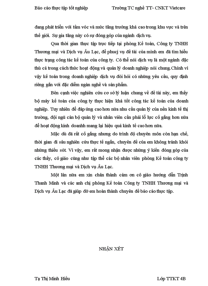 image for page Báo cáo thực tập tốt nghiệp tại Công ty Trách nhiệm Hữu hạn Thương mại và dịch vụ Âu Lạc