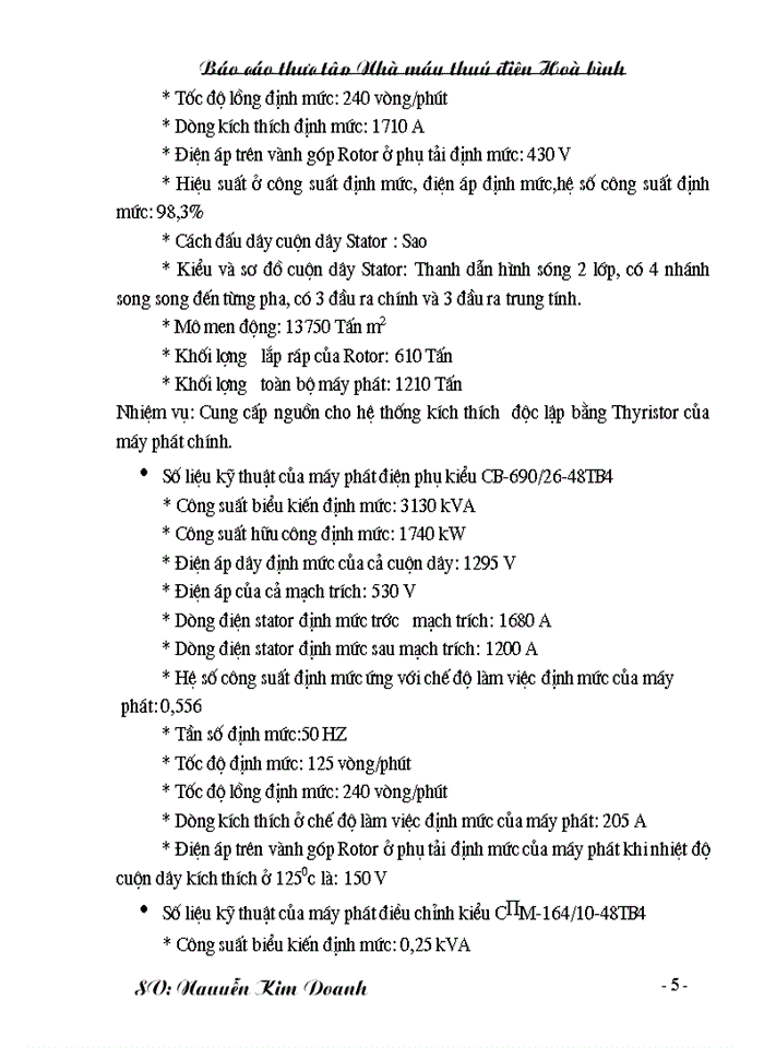 image for page Báo cáo Tại tại Nhà máy thuỷ Điện Hoà bình