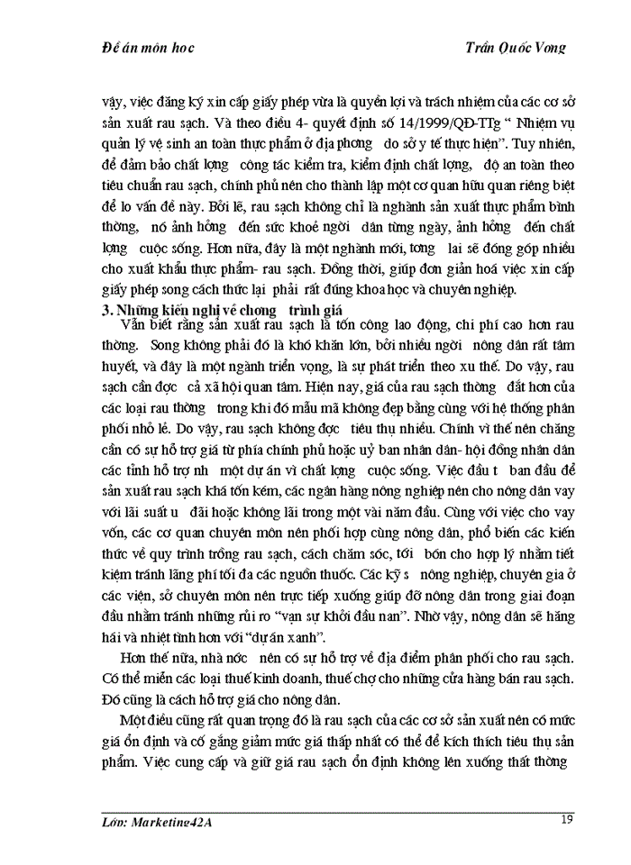 image for page Đề án Môn học về Rau Sạch