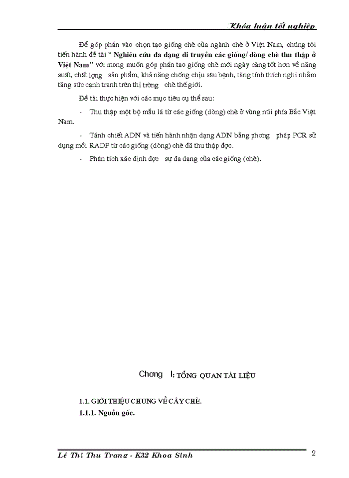 image for page Nghiên cứu đa dạng di truyền các giống dòng chè thu thập ở Việt Nam