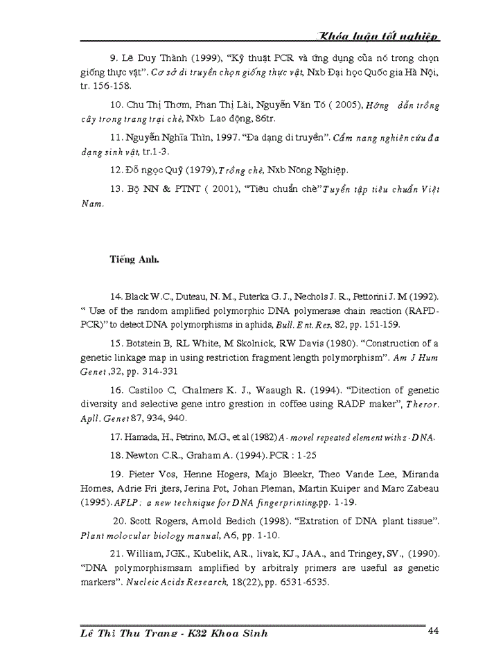 image for page Nghiên cứu đa dạng di truyền các giống dòng chè thu thập ở Việt Nam