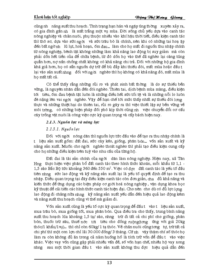 image for page Công tác xoá đói giảm nghèo và các vấn đề môi trường liên quan tại xã Tân Hưng huyện Sóc Sơn Thành phố Hà Nội