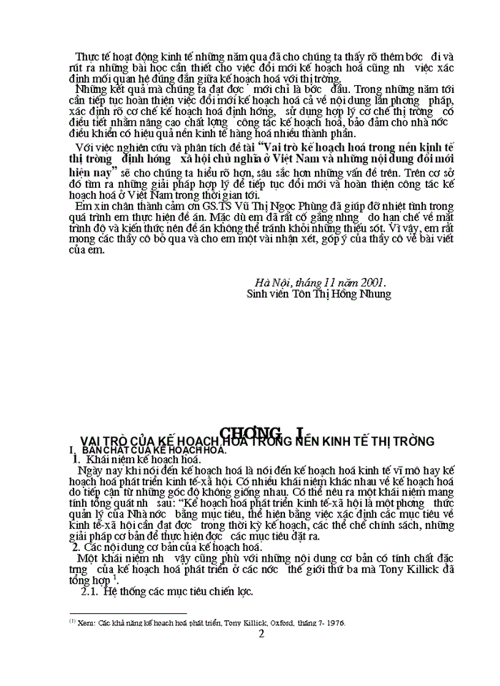Vai trò kế hoạch hoá trong nền Kinh tế Thị trường định hướng Xã hội Chủ nghĩa ở Việt Nam và những nội dung đổi mới hiện nay