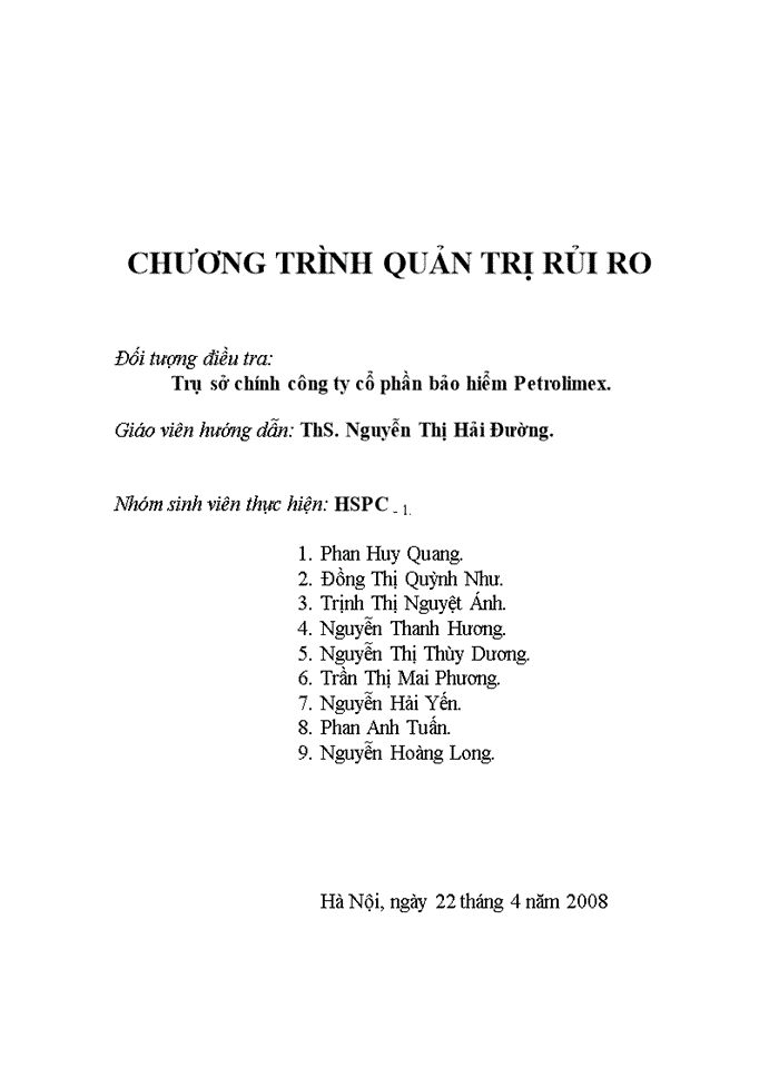 Chương trình quản trị rủi ro