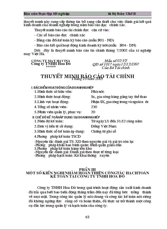 image for page Thực trạng công tác hạch toán Kế toán tại Công ty Trách nhiệm Hữu hạn Hoa Đô