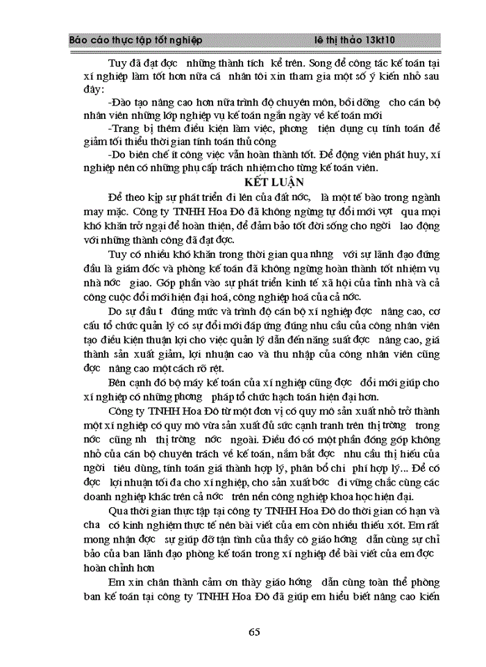 image for page Thực trạng công tác hạch toán Kế toán tại Công ty Trách nhiệm Hữu hạn Hoa Đô