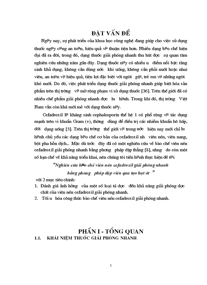 image for page Nghiên cứu bμo chế viên nén cefadroxil Giải phóng nhanh bằng phương pháp dập viên qua tạo hạt ướt