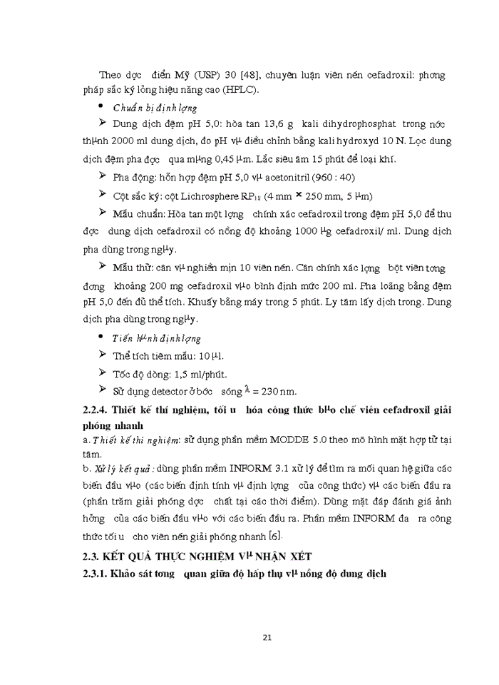 image for page Nghiên cứu bμo chế viên nén cefadroxil Giải phóng nhanh bằng phương pháp dập viên qua tạo hạt ướt
