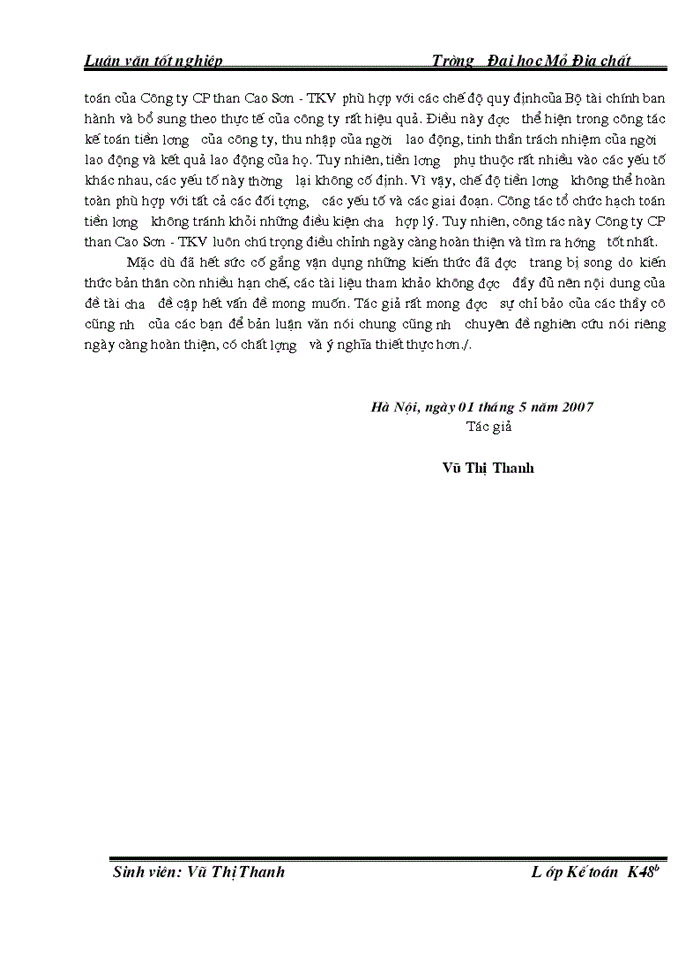 image for page THS Phân tích tài chính và tình hình sử dụng lao động tiền lương của Công ty Cổ phần than Cao Sơn - TKV năm 2007