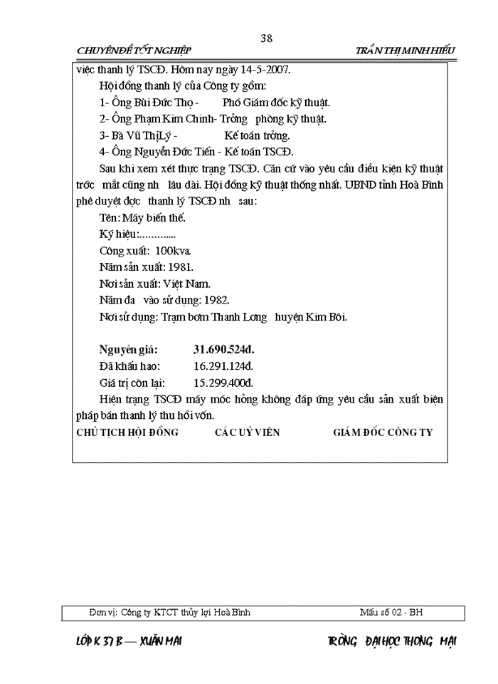 image for page Vận dụng chuẩn mực Kế toán Việt Nam vào việc hoàn thiện công tác Kế toán Tài sản cố định tại công ty khai thác công trình thuỷ lợi Hòa Bình
