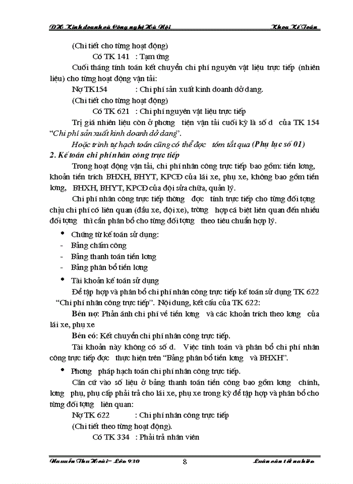 image for page Hoàn thiện công tác hạch toán Kế toán Chi phí sản xuất và tính Giá thành sản phẩm dịch vụ vận tải tại Công ty Cổ phần Vận tải và Thương mại - Vitranimex