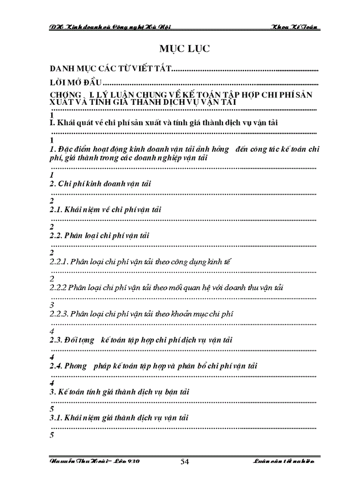 image for page Hoàn thiện công tác hạch toán Kế toán Chi phí sản xuất và tính Giá thành sản phẩm dịch vụ vận tải tại Công ty Cổ phần Vận tải và Thương mại - Vitranimex