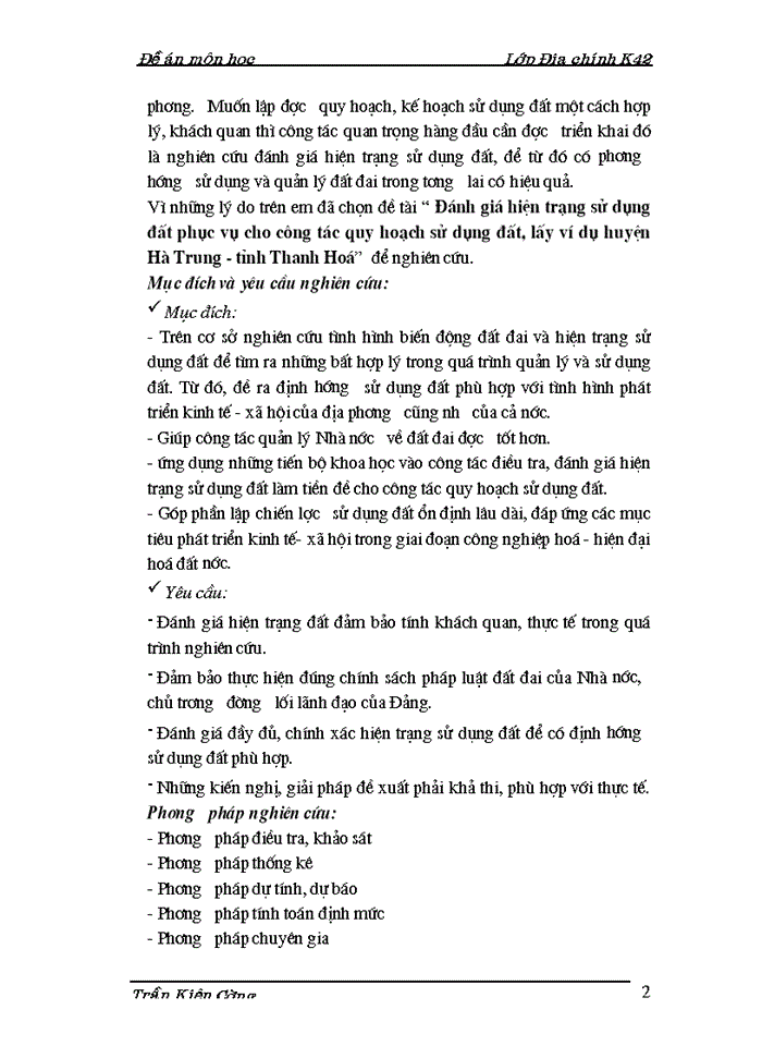 image for page Đánh giá hiện trạng sử dụng đất phục vụ cho công tác quy hoạch sử dụng đất lấy ví dụ huyện Hà Trung - tỉnh Thanh Hoá